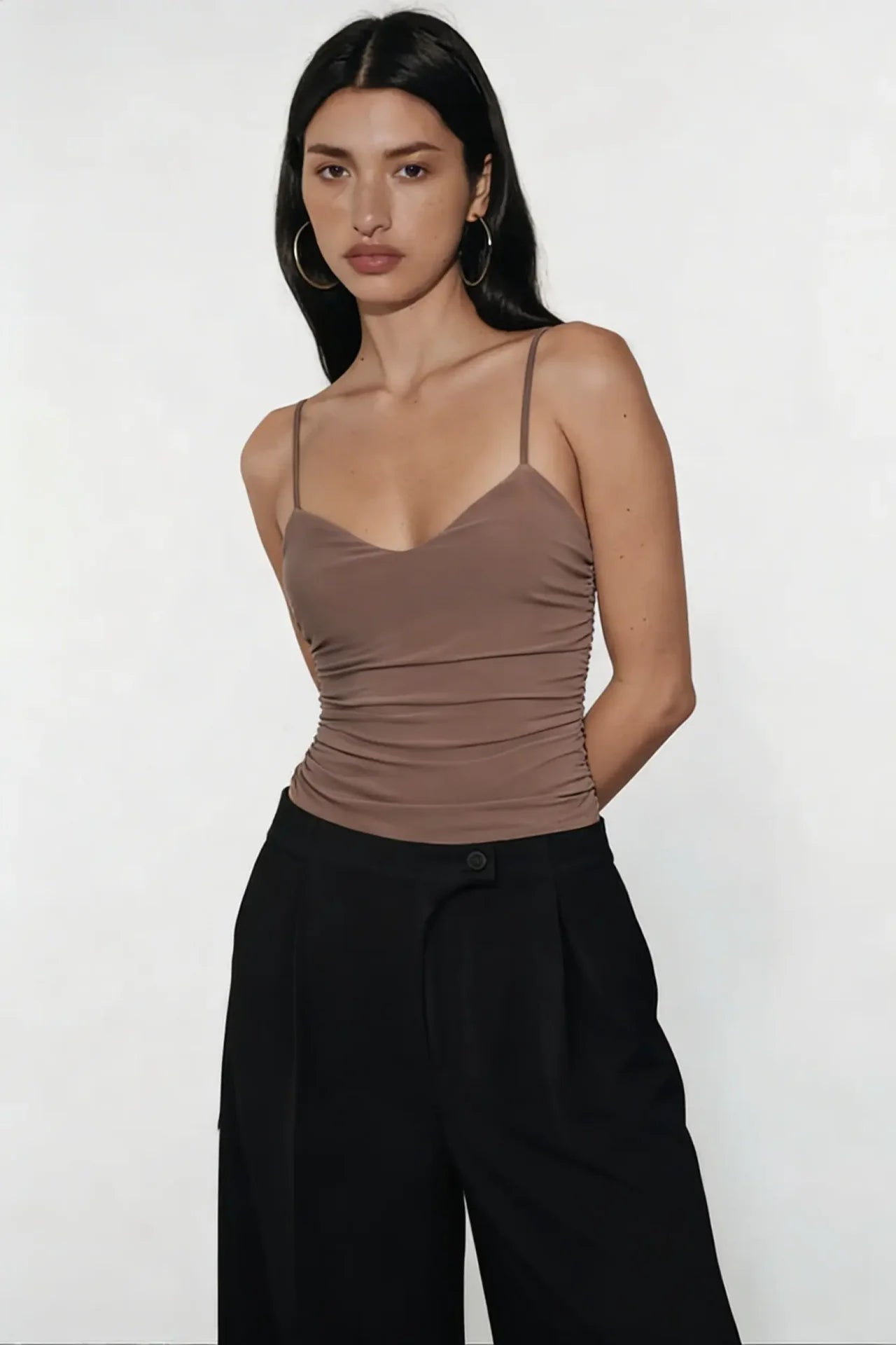 Beige Scrunch Bodysuit