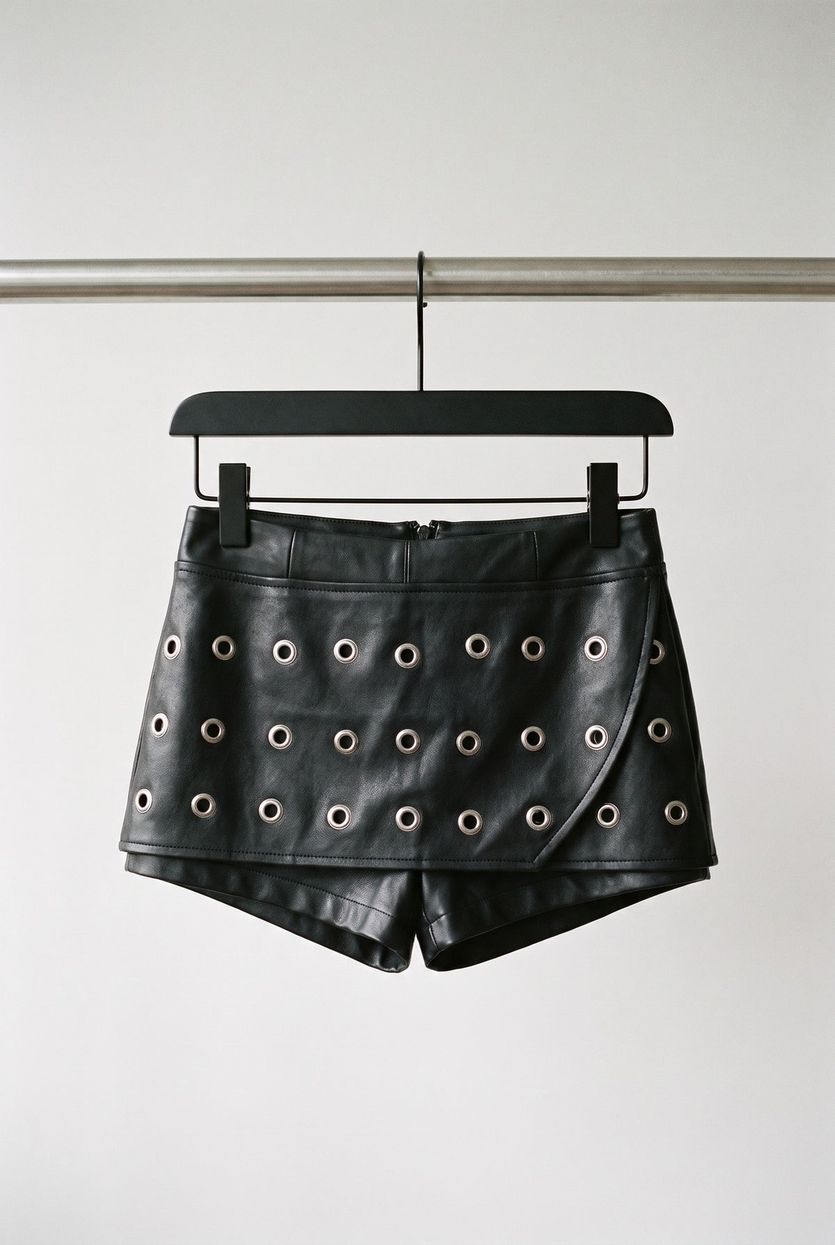 Black Perforated Leather Skort product shot