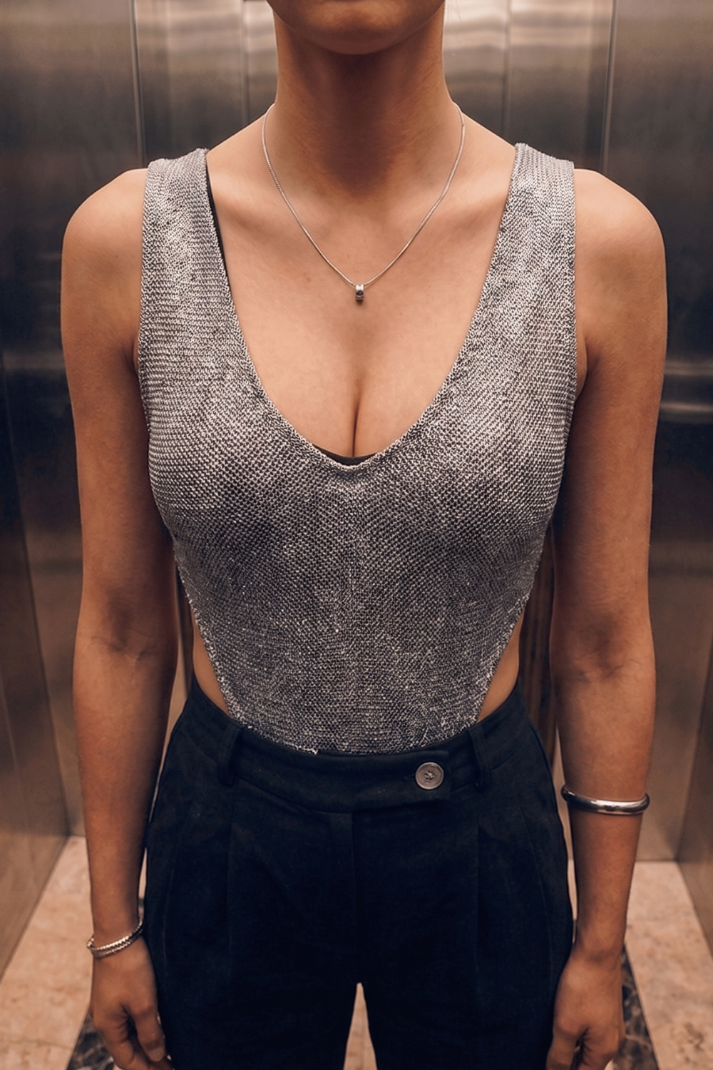 Grey Seren Meshknit Bodysuit