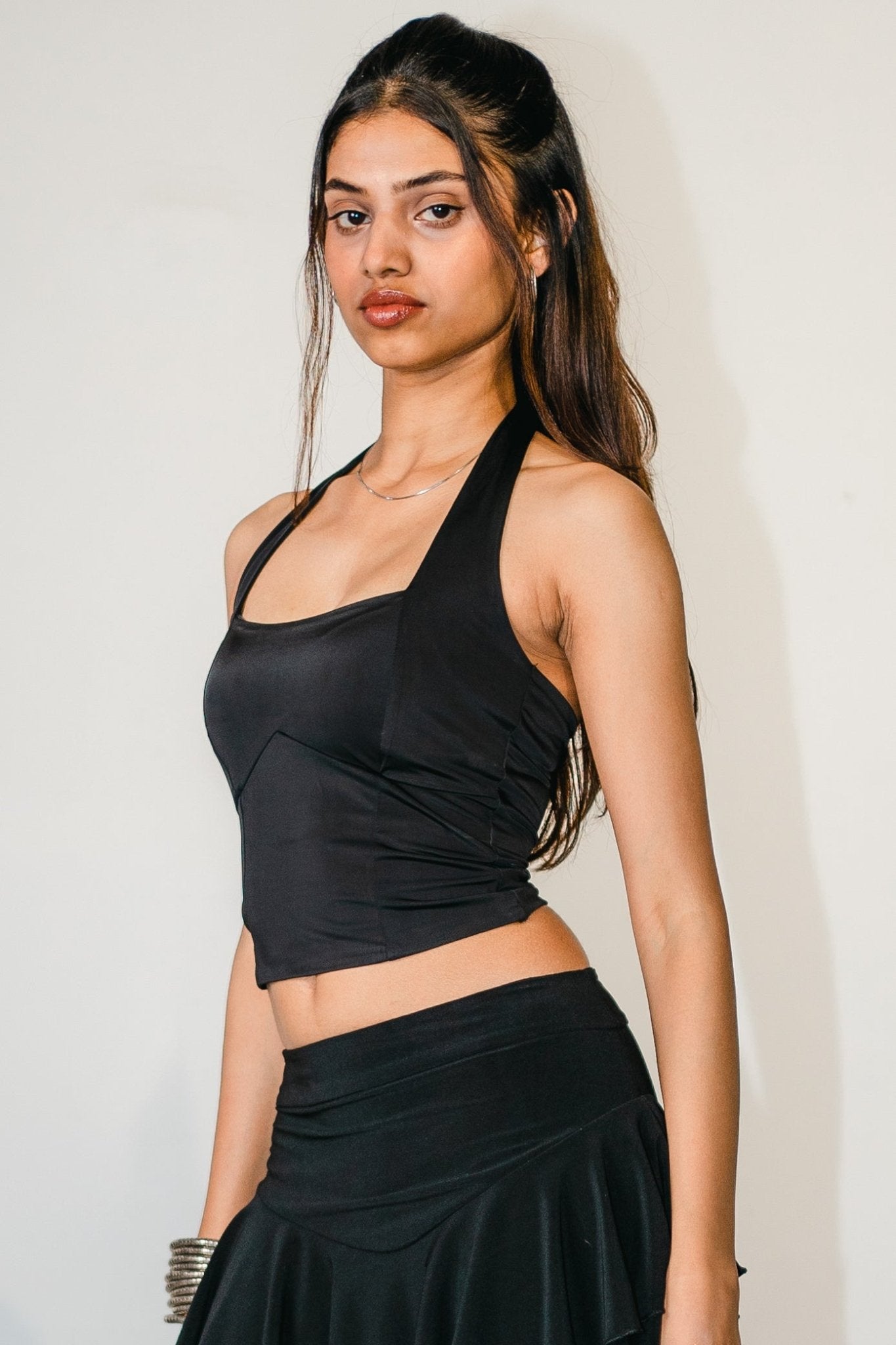 Black Beatrice halter neck top - BEEGLEE