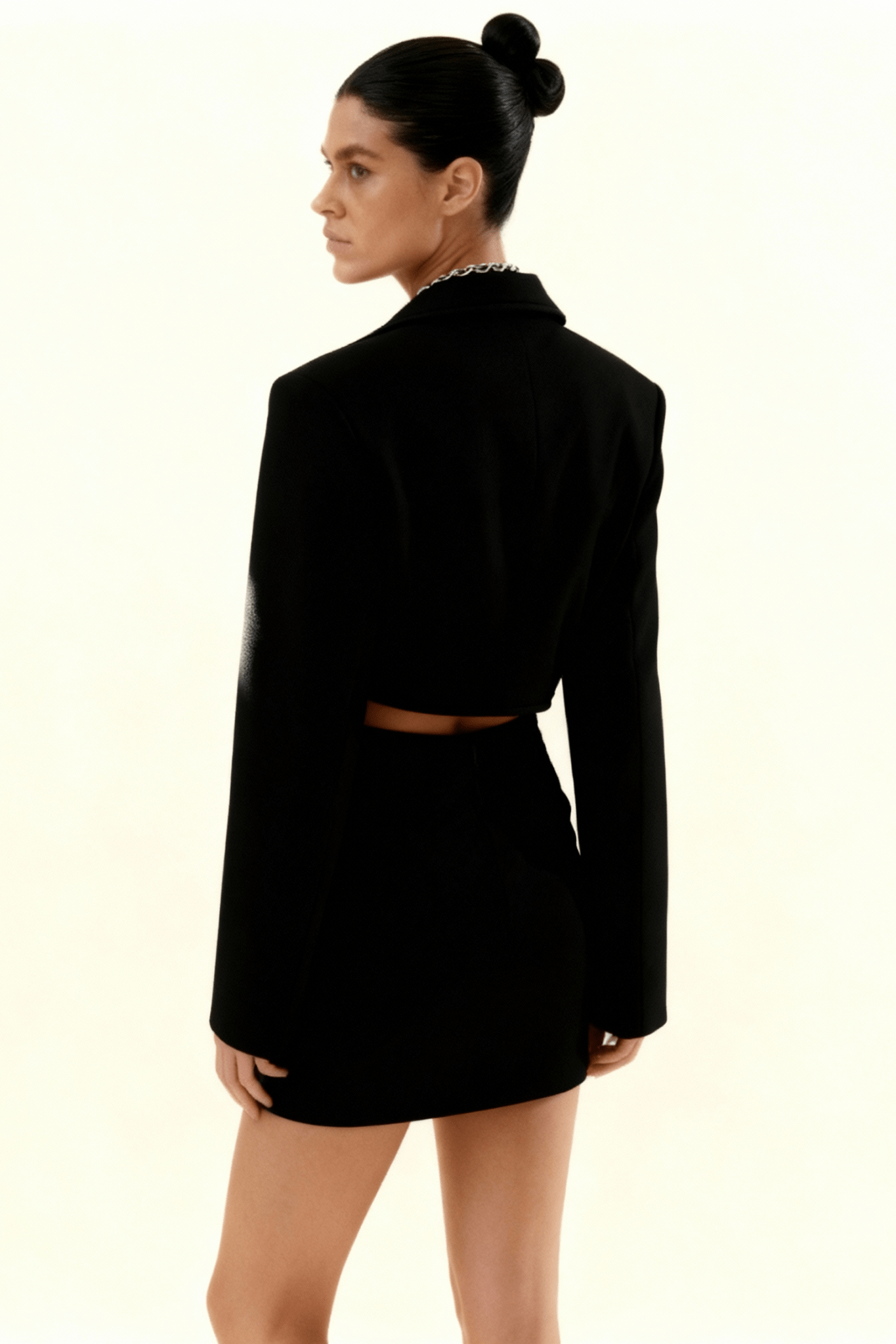 Black Blockframe Cropped Blazer - BEEGLEE
