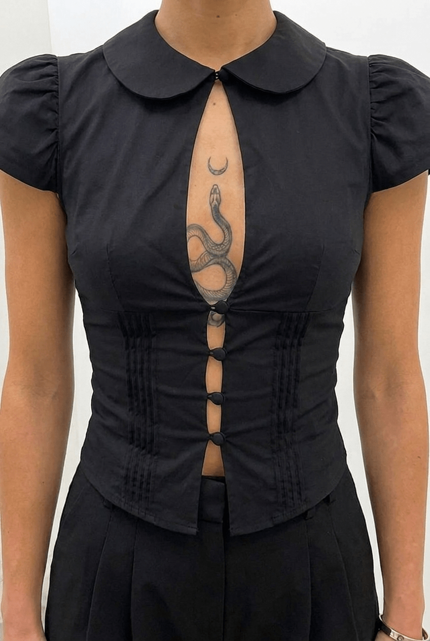 Black Blush Collar Shirt - BEEGLEE