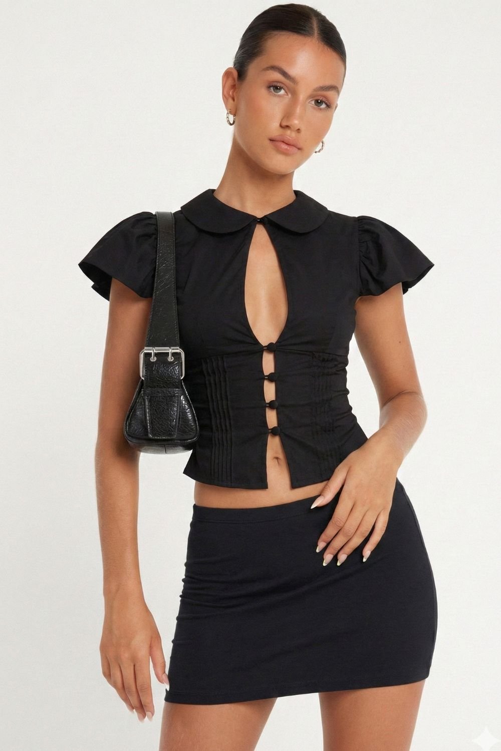 Black Blush Collar Shirt - BEEGLEE