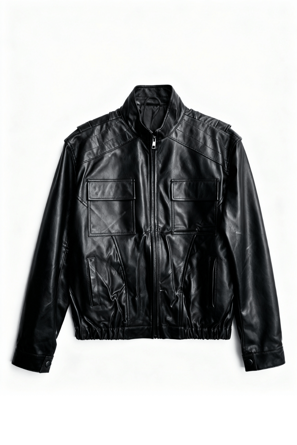 Black bomber leather jacket - BEEGLEE