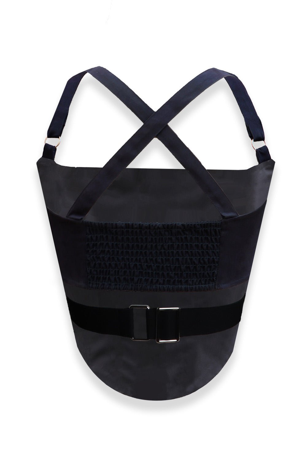 A black CEO zip-up corset in cotton twill – edgy structured design by Beeglee