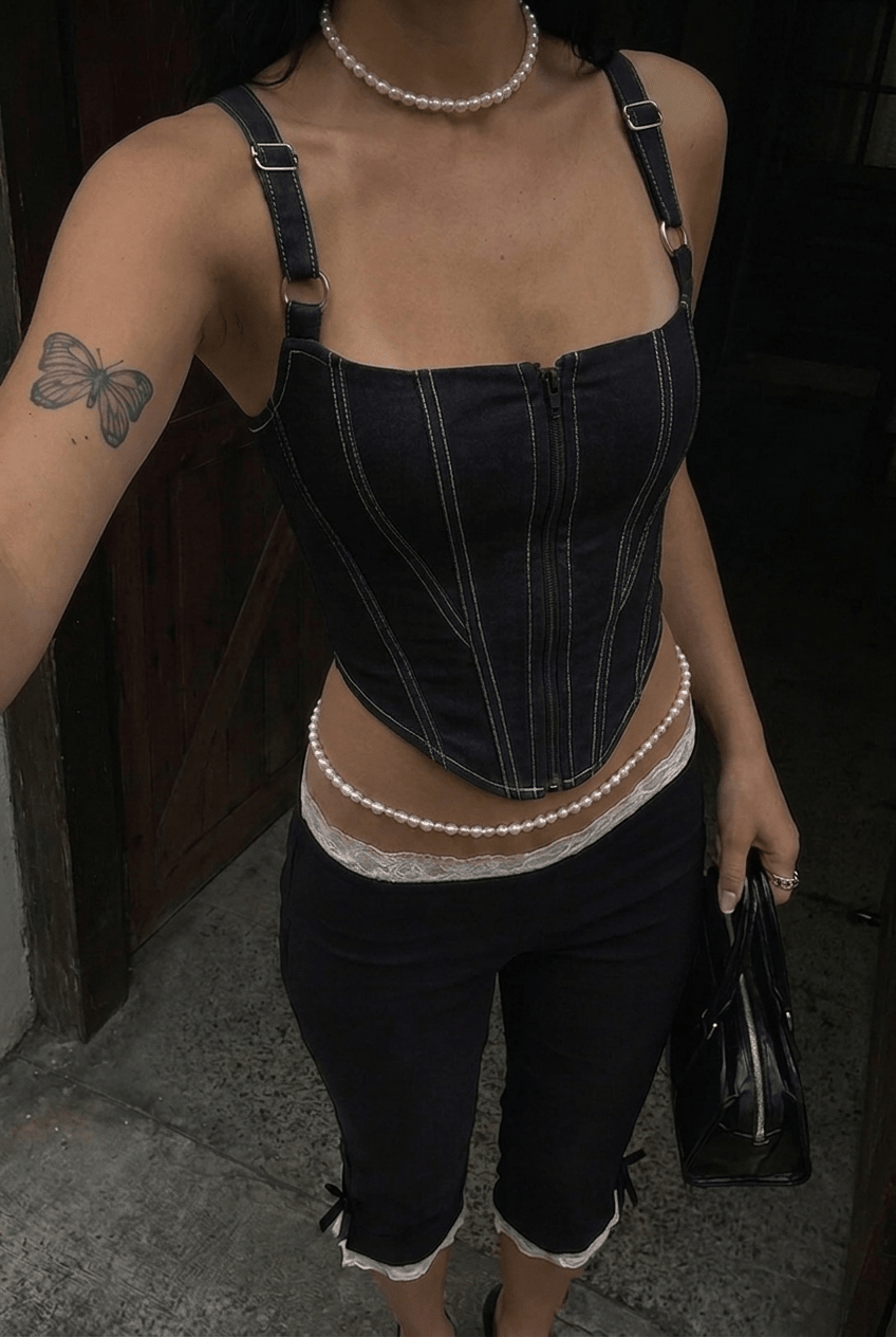 Black CEO Zip-Up Corset - BEEGLEE