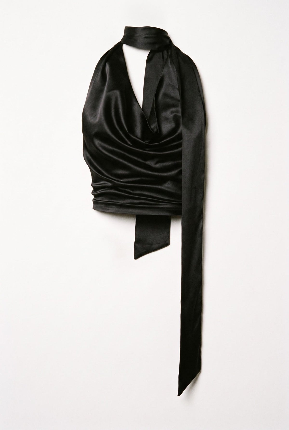 Black Cowl Neck Halter Top - BEEGLEE
