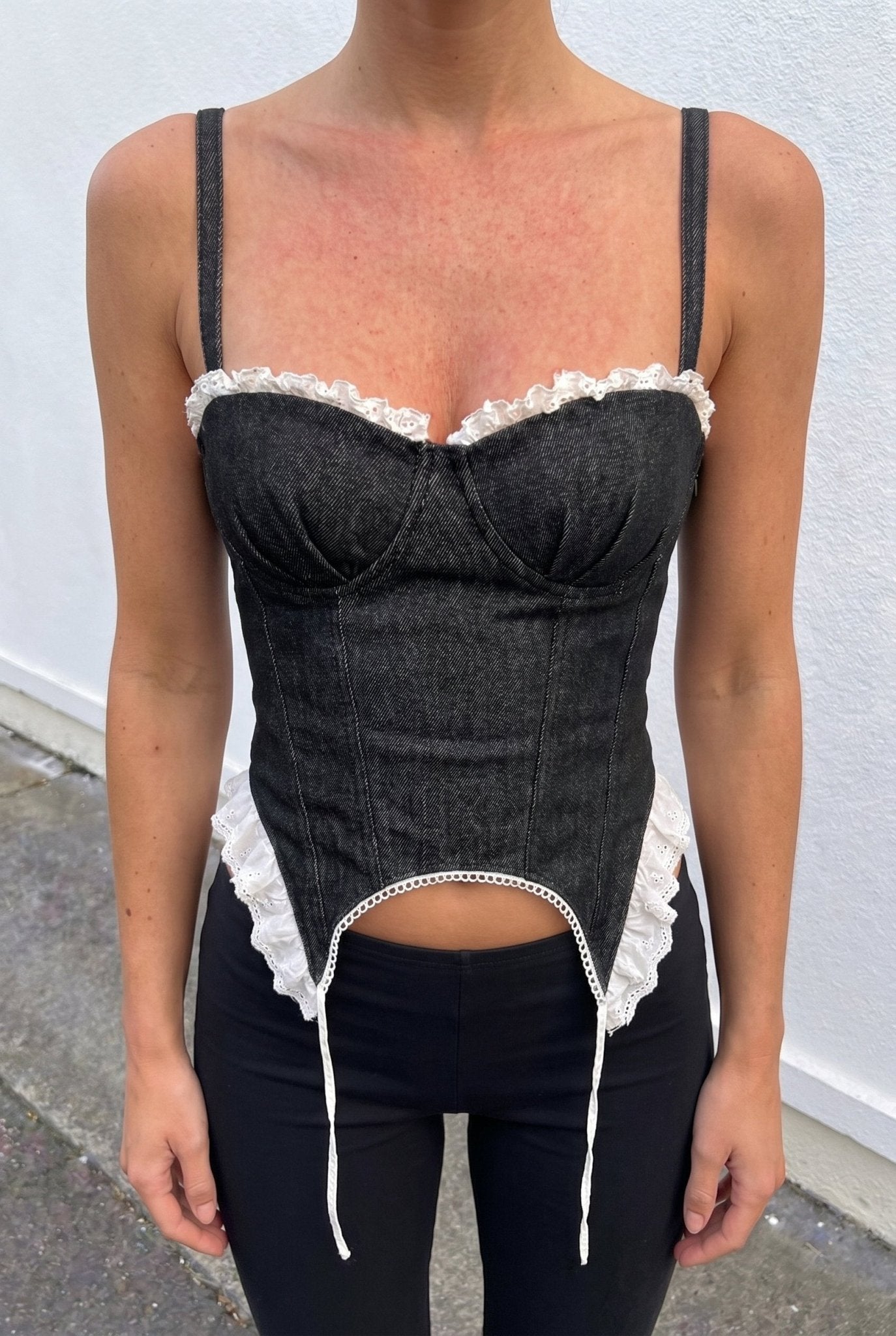 Black Crush Denim Corset - BEEGLEE