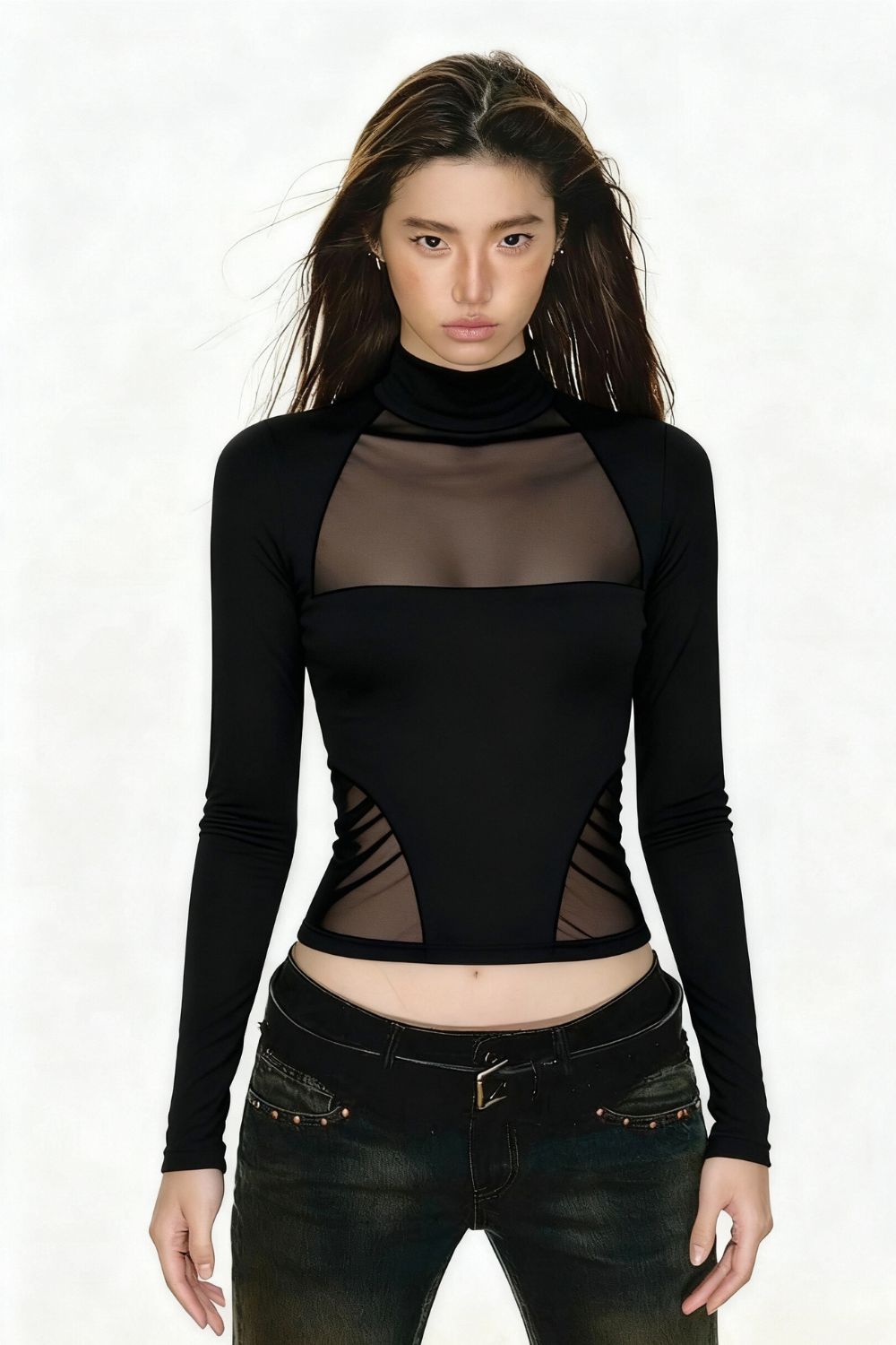 Black Cyber Mesh Tee - BEEGLEE