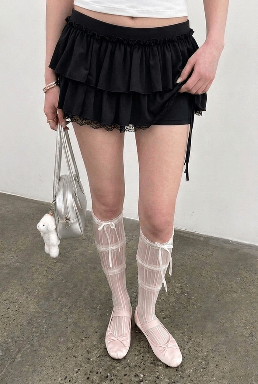 Black Double Ruffle Skirt - BEEGLEE