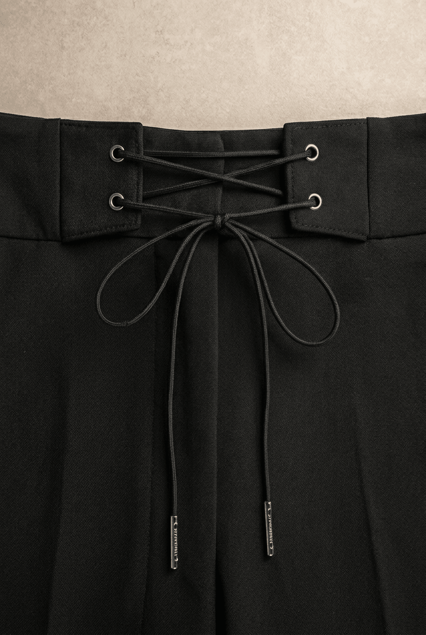 Black Drawstring Flared Pants - BEEGLEE