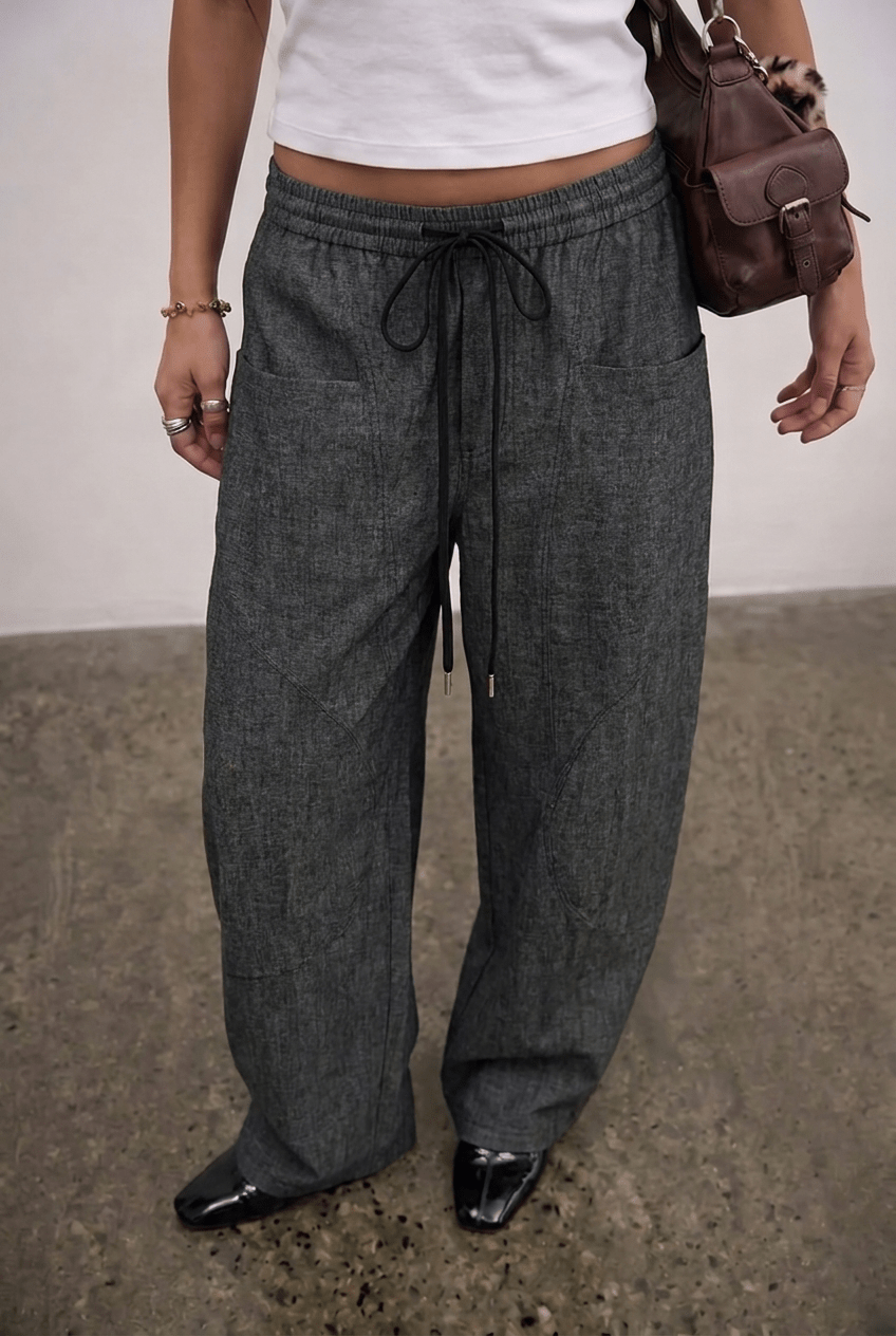 Black Elastic-Waist Trousers - BEEGLEE