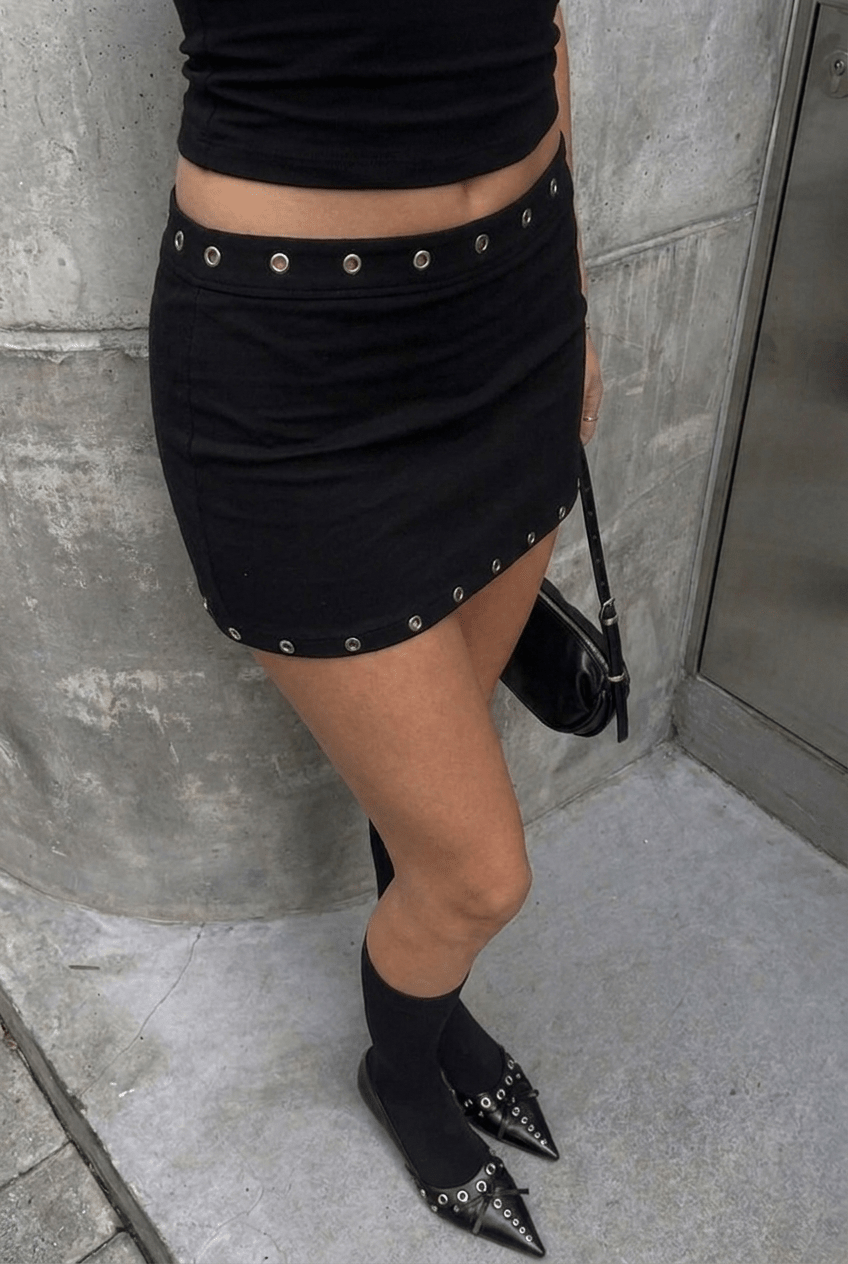 Black Eyelet Edge Skort - BEEGLEE