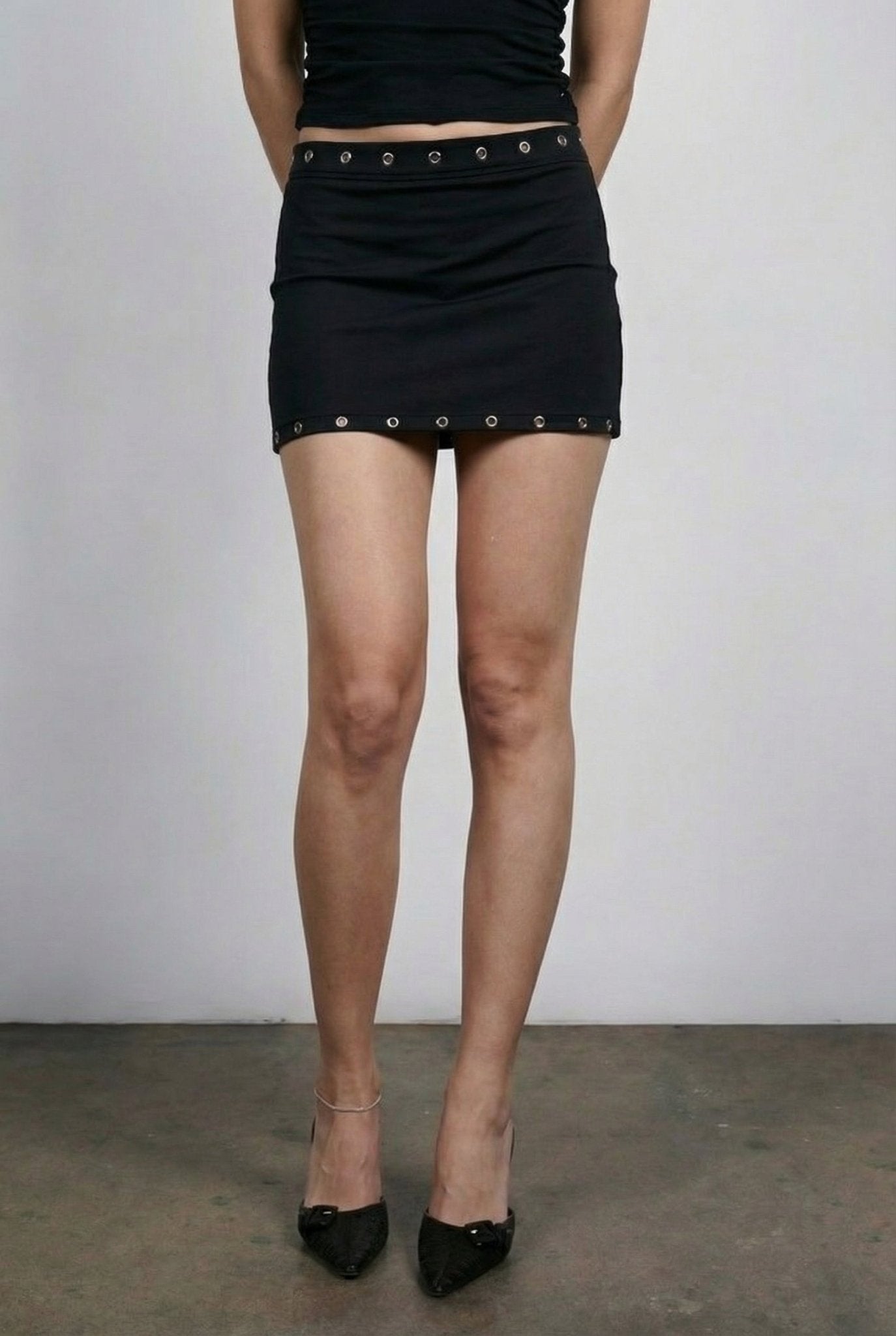 Black Eyelet Edge Skort - BEEGLEE