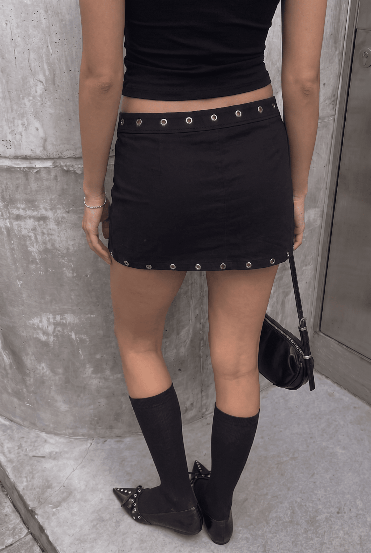 Black Eyelet Edge Skort - BEEGLEE