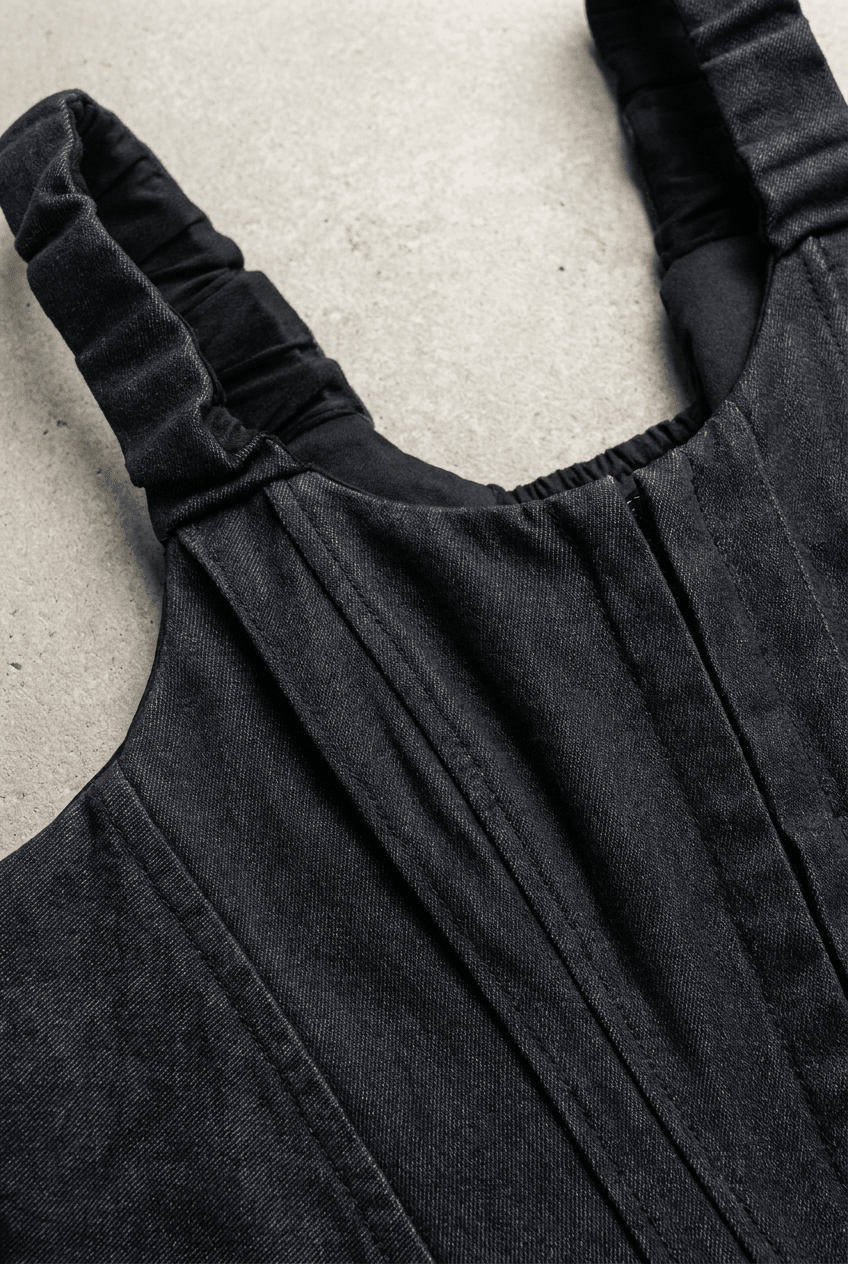 Black Felony Denim Corset - BEEGLEE