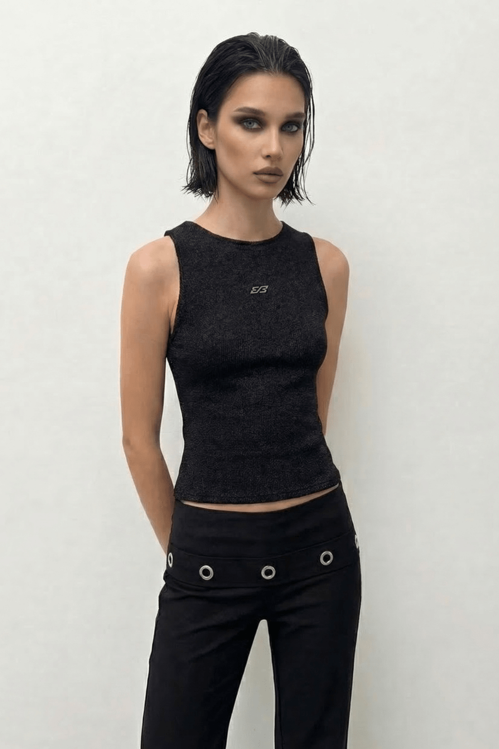 Black Feral Knit Tank - BEEGLEE
