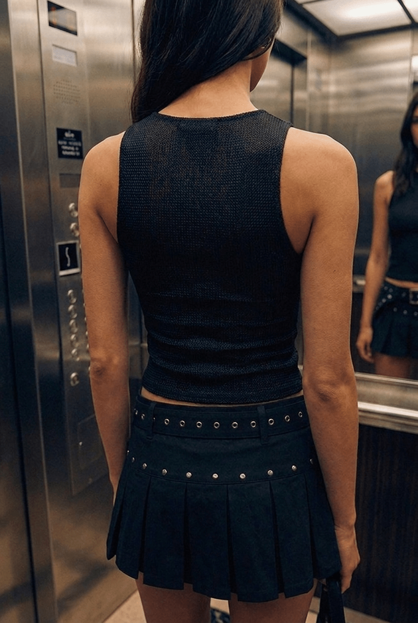 Black Feral Knit Tank - BEEGLEE