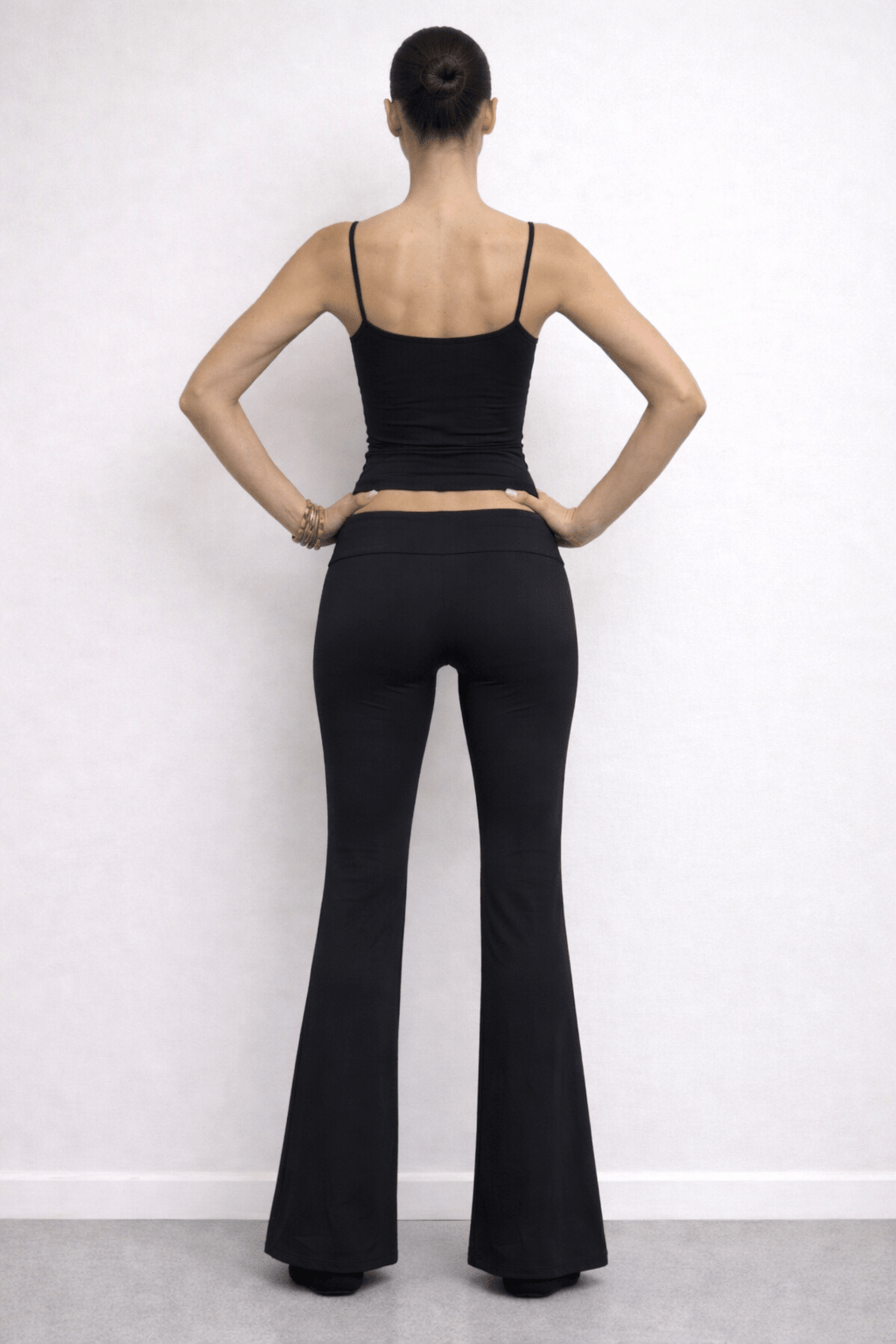 Black Flared Folded Pants - BEEGLEE