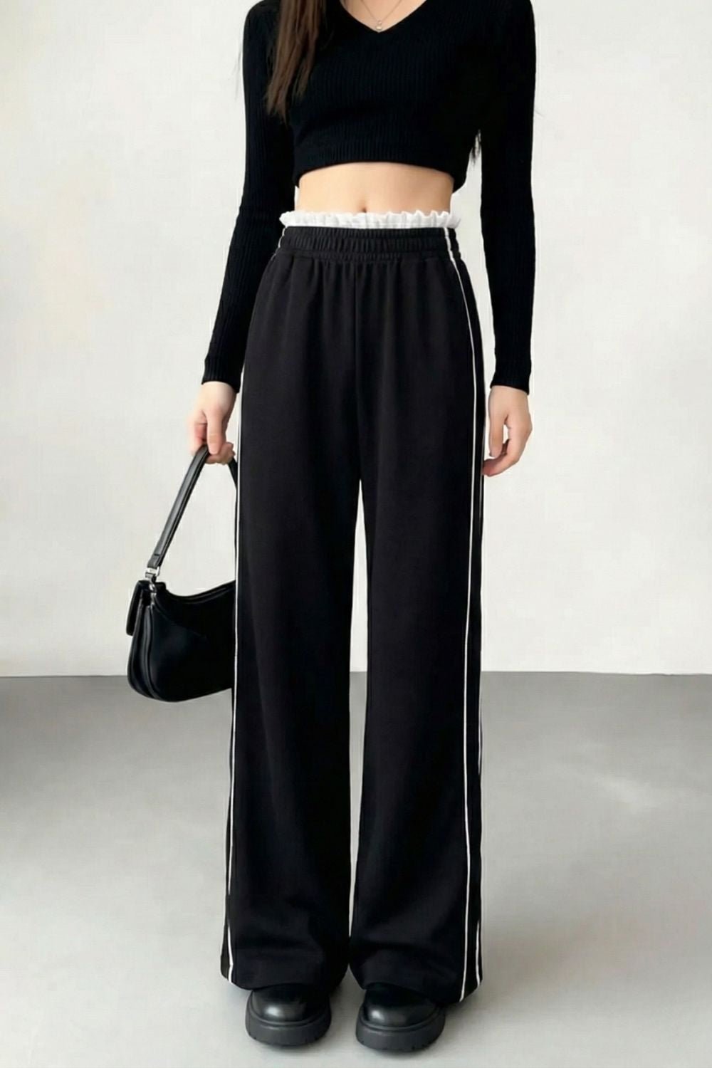 Black Frill Linen pants - BEEGLEE