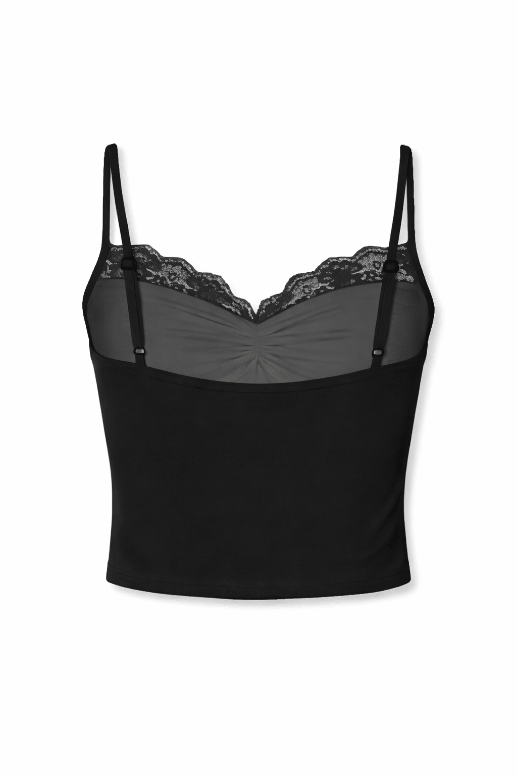 Black Gather Bust Lace Top - BEEGLEE