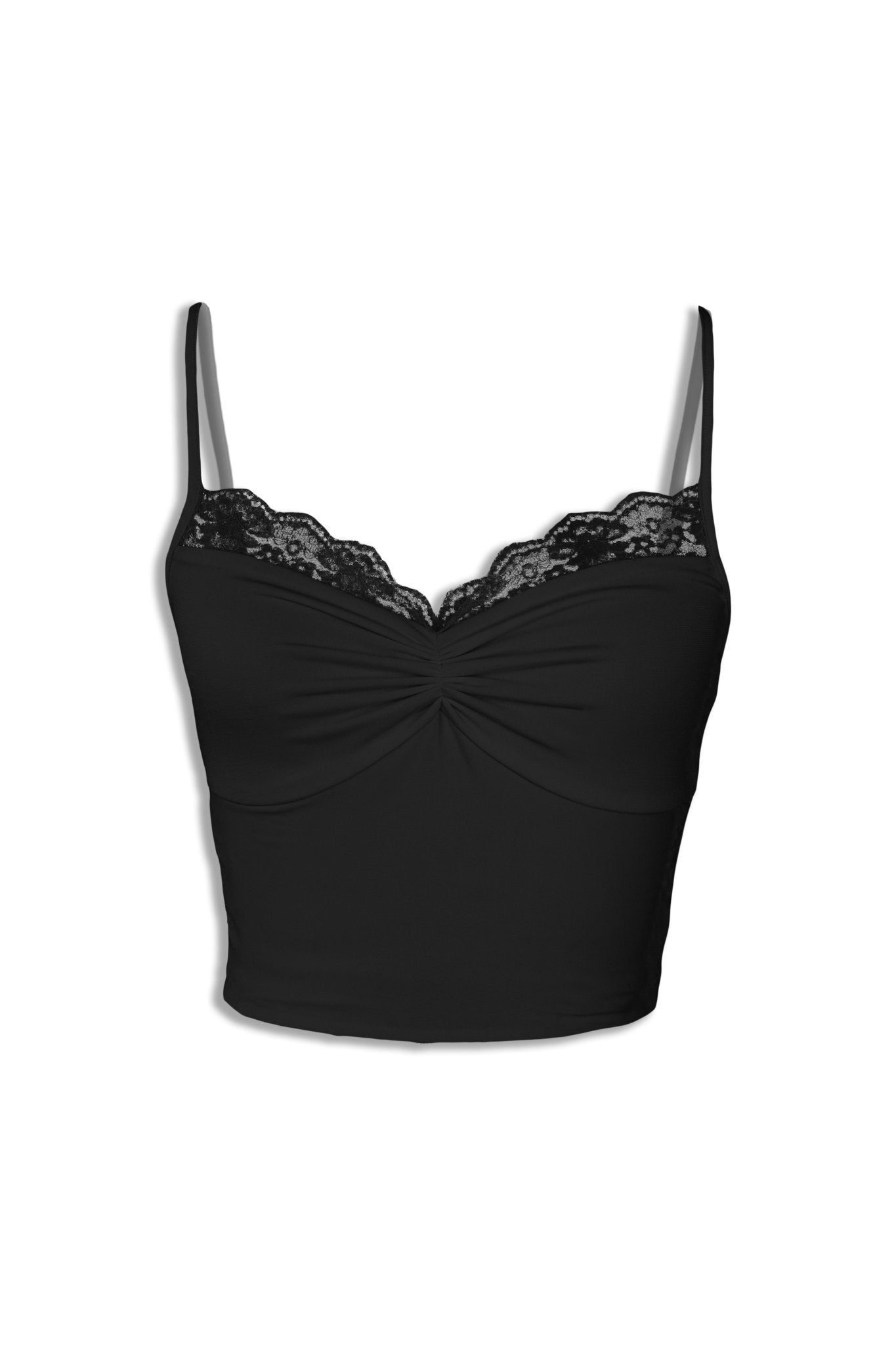 Black Gather bust lace top - BEEGLEE