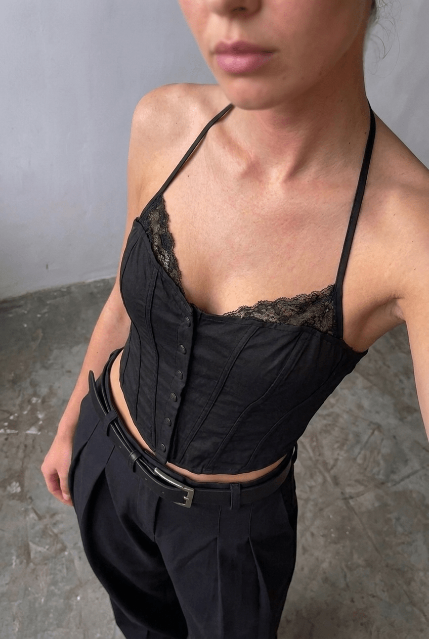 Black Ironclad Corset - BEEGLEE