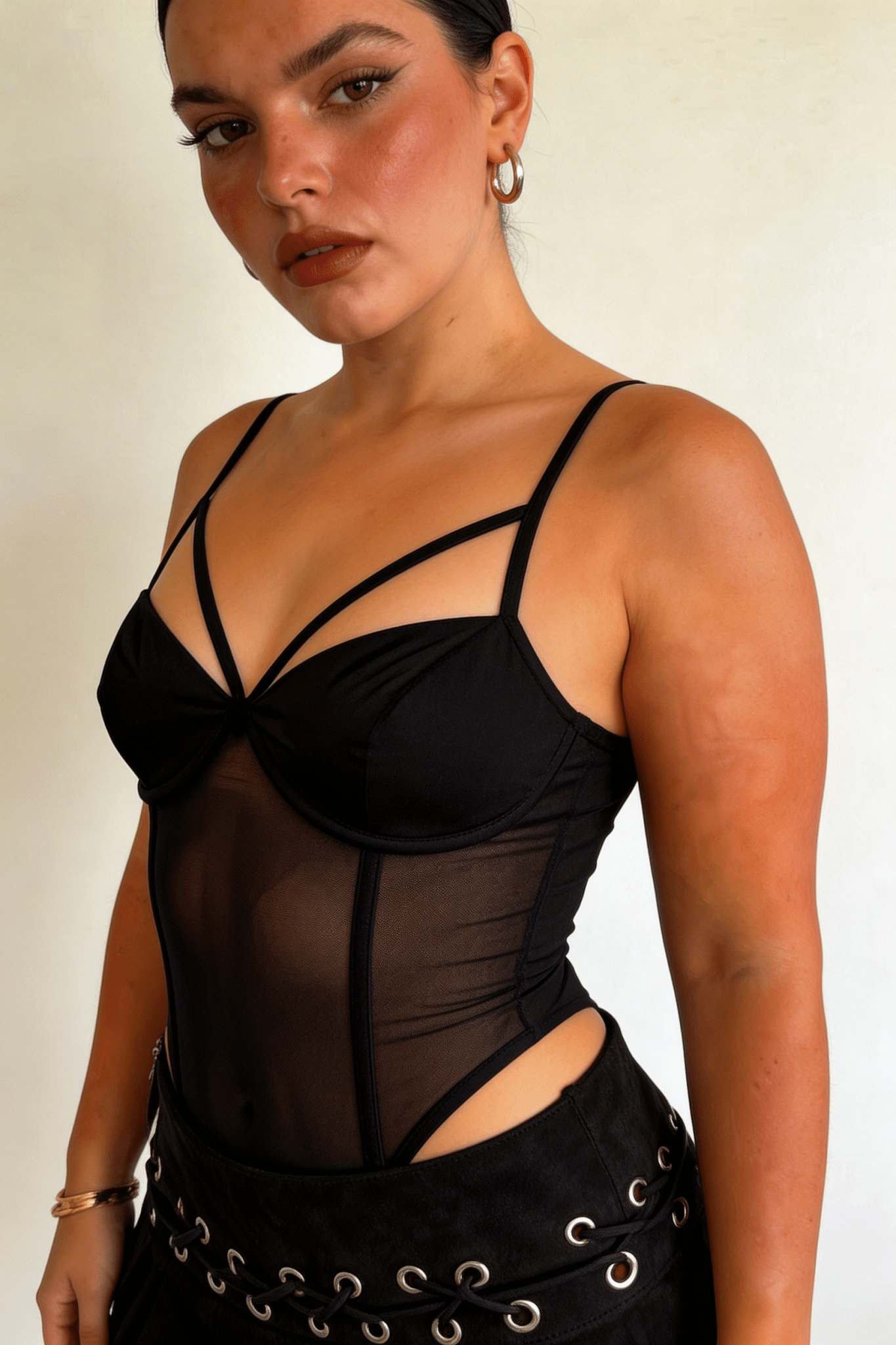 Black Ivy Mesh Bodysuit - BEEGLEE