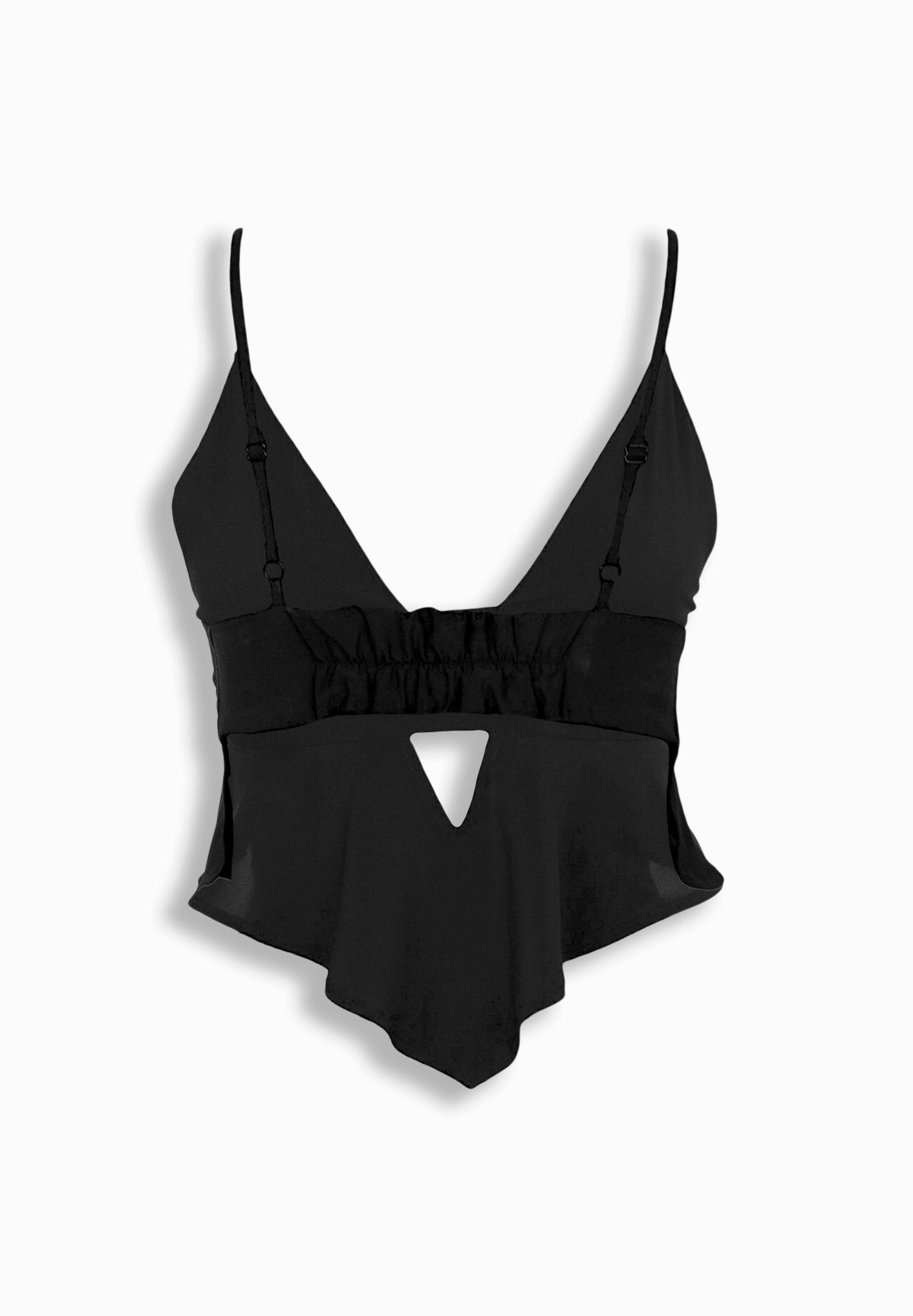 Black Keyhole ruffle top - BEEGLEE