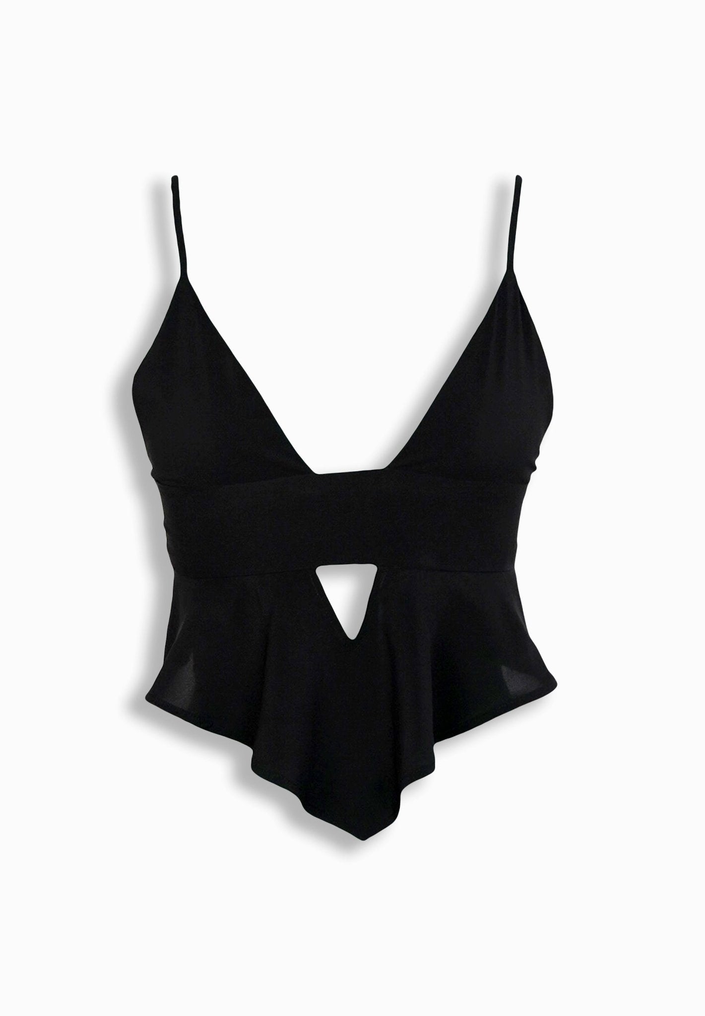 Black Keyhole ruffle top - BEEGLEE