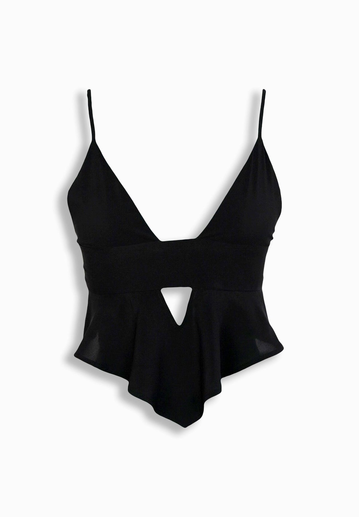 Black Keyhole ruffle top - BEEGLEE