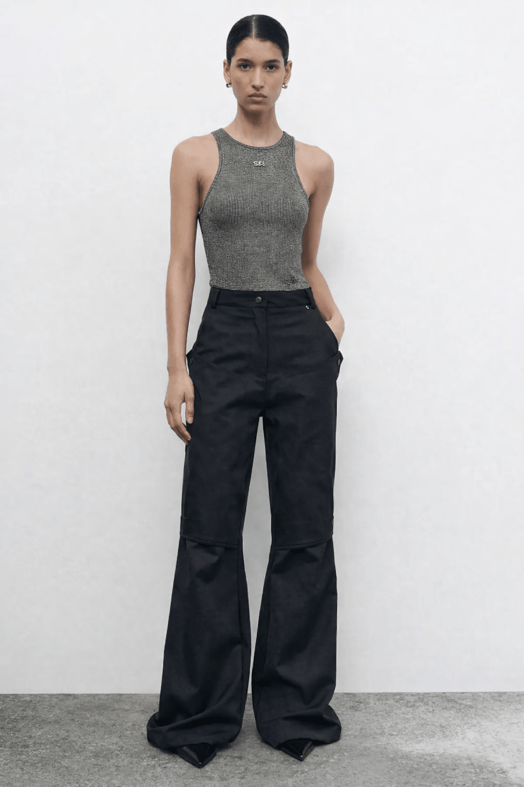 Black Knotline Wide Pants - BEEGLEE