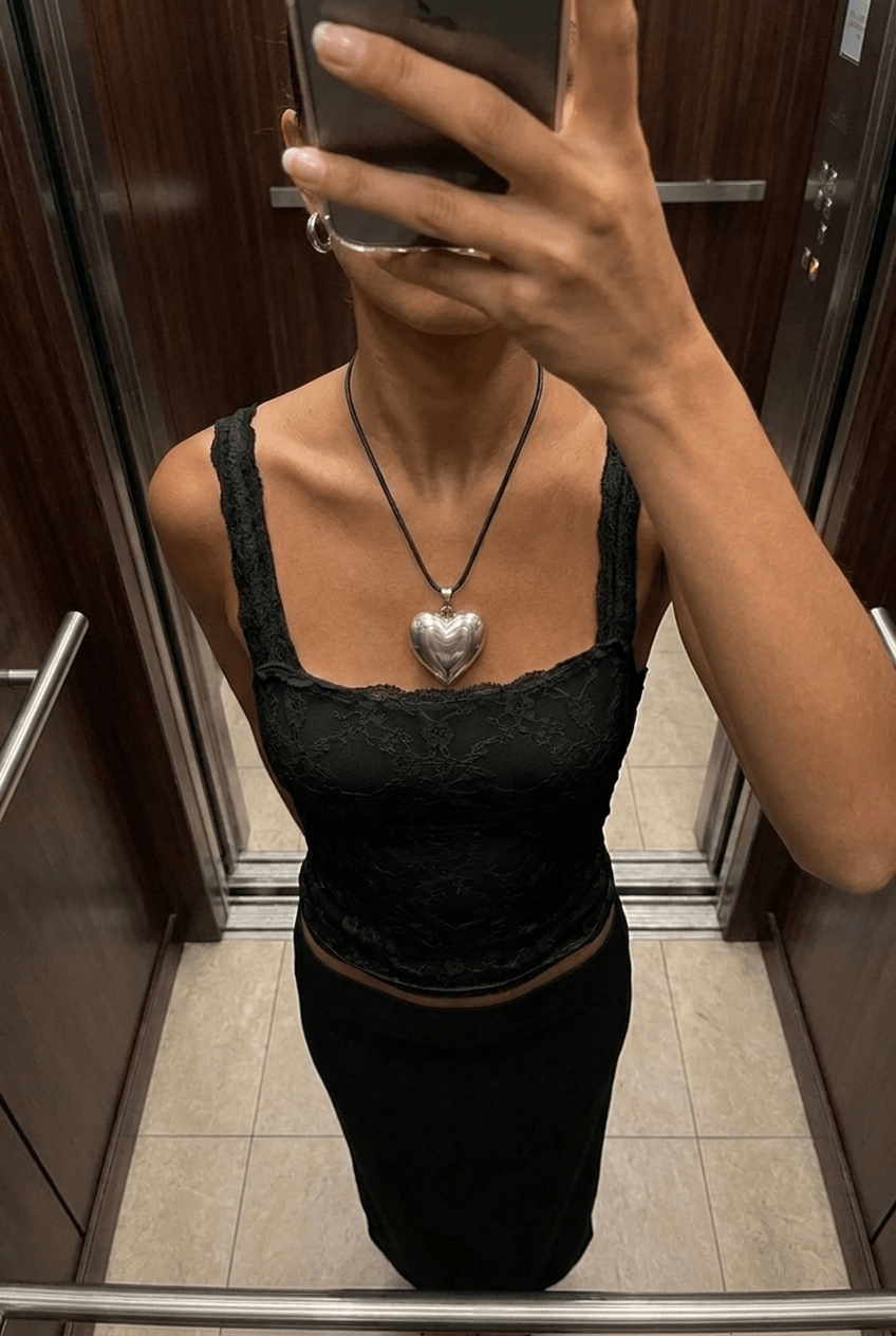 Black Lace Cold-Shoulder Top - BEEGLEE
