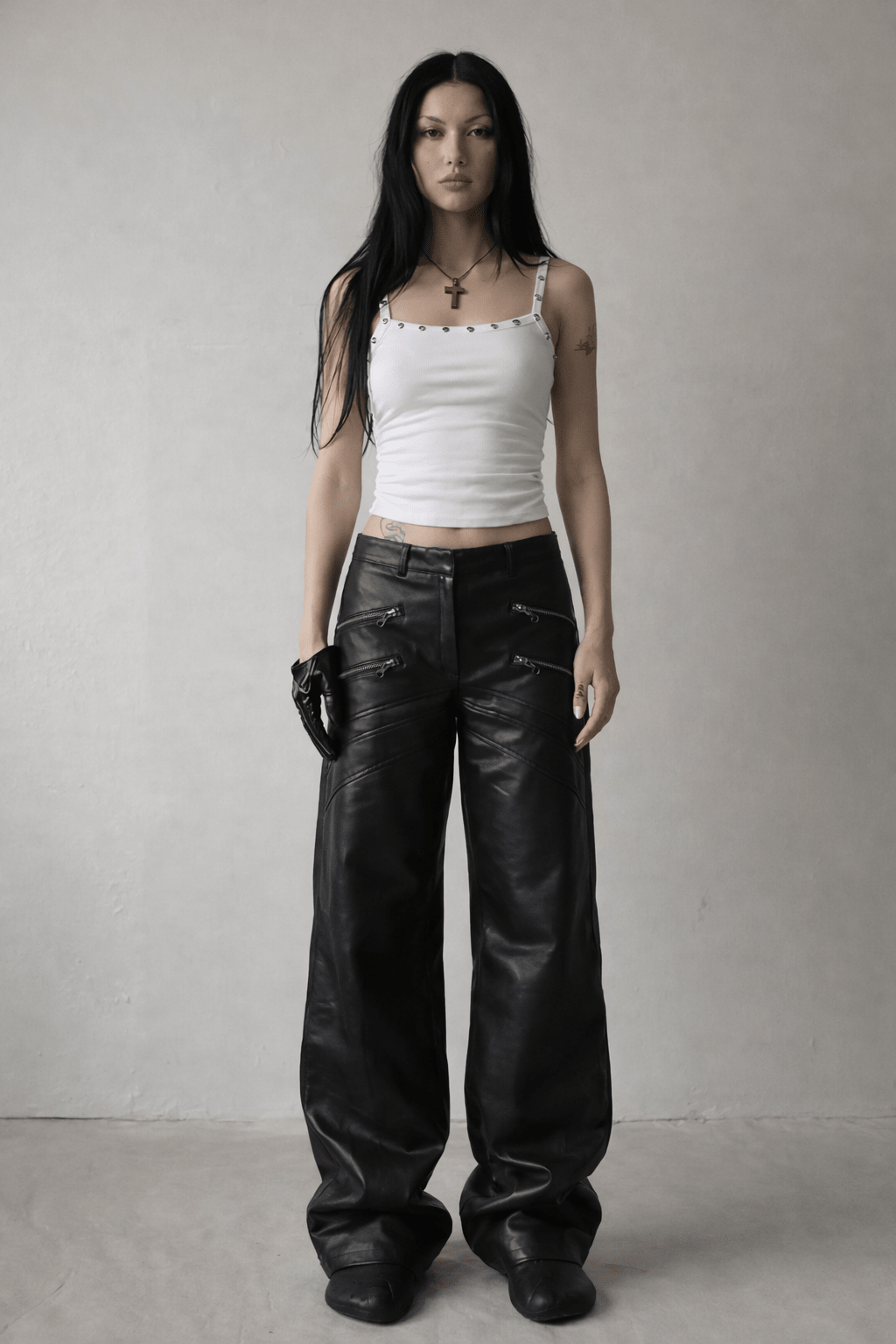 Black Lilith Flared Leather Pants - BEEGLEE