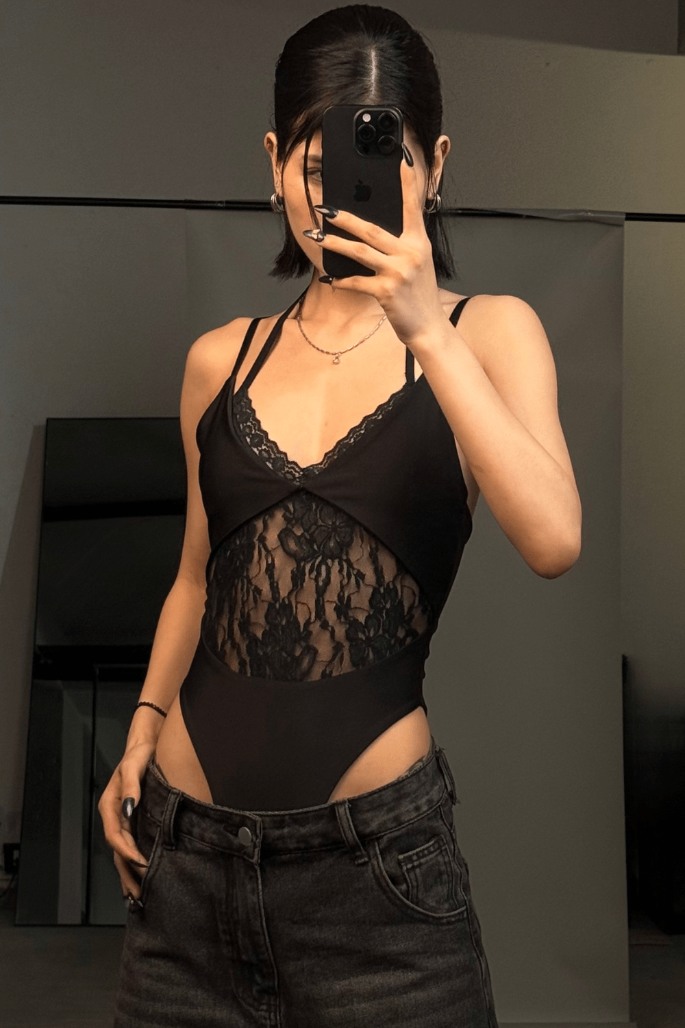 Black Lily Bodysuit - BEEGLEE