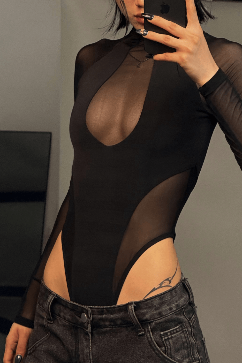 Black mesh me up bodysuit - BEEGLEE