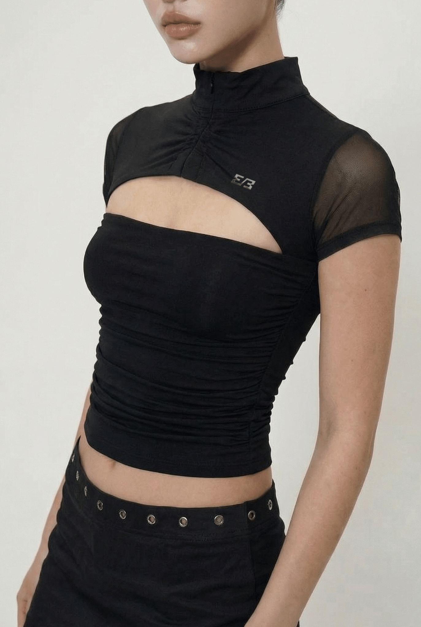 BLACK MESH SHRUG TOP - BEEGLEE