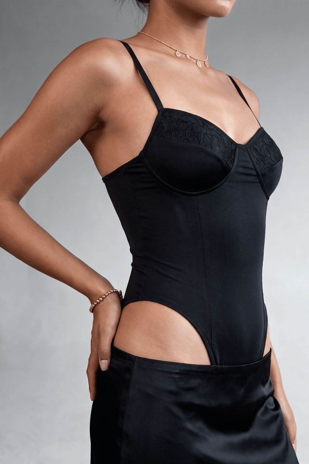 Black Midnight Lace Bodysuit - BEEGLEE