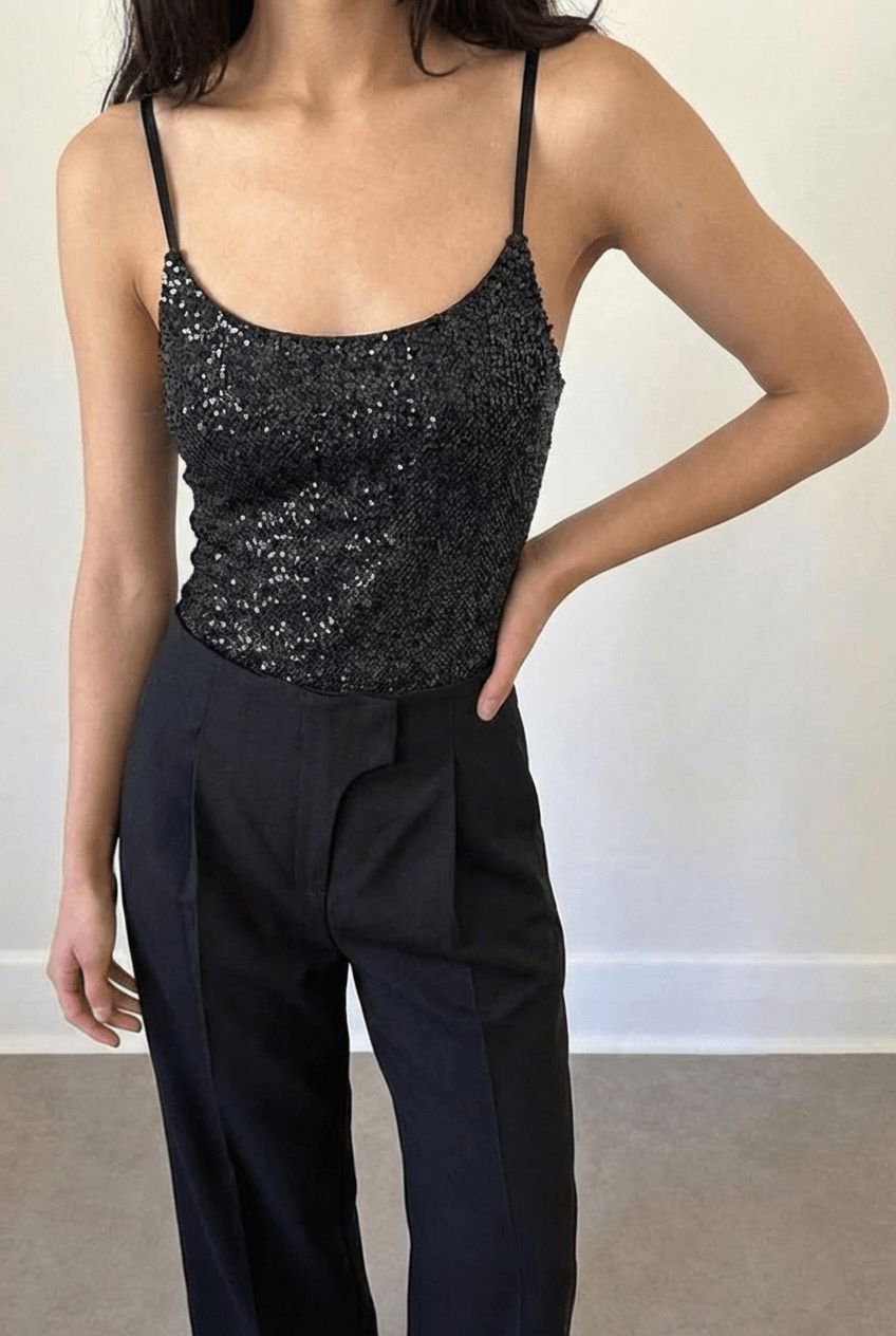 Black Muse Sequin Bodysuit - BEEGLEE