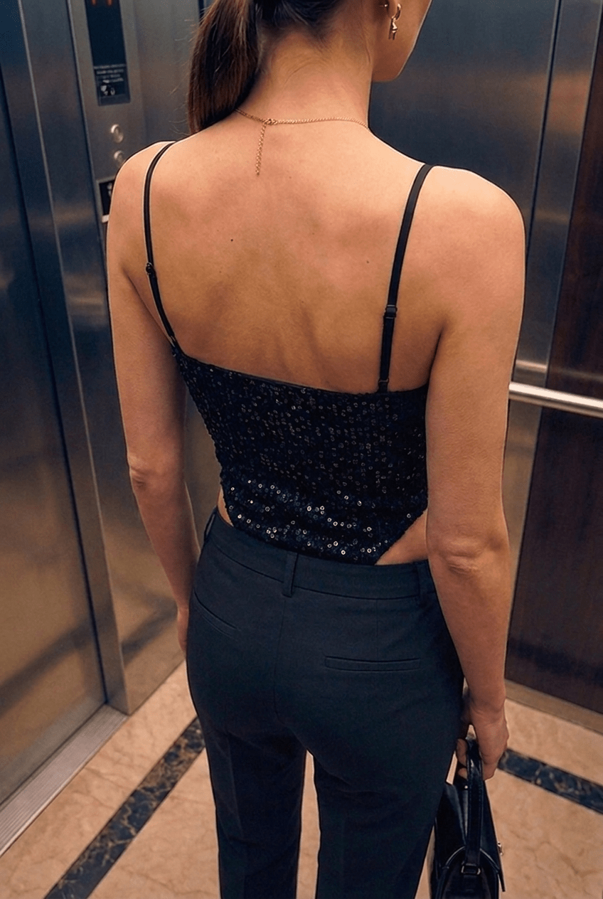 Black Muse Sequin Bodysuit - BEEGLEE