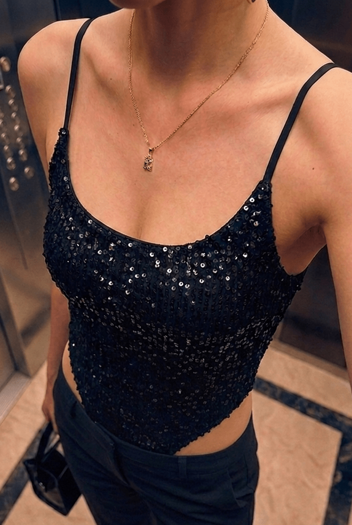 Black Muse Sequin Bodysuit - BEEGLEE
