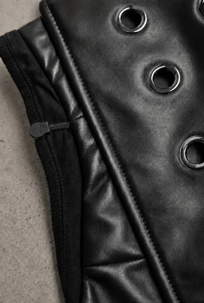 Black Perforated Leather Skort - BEEGLEE