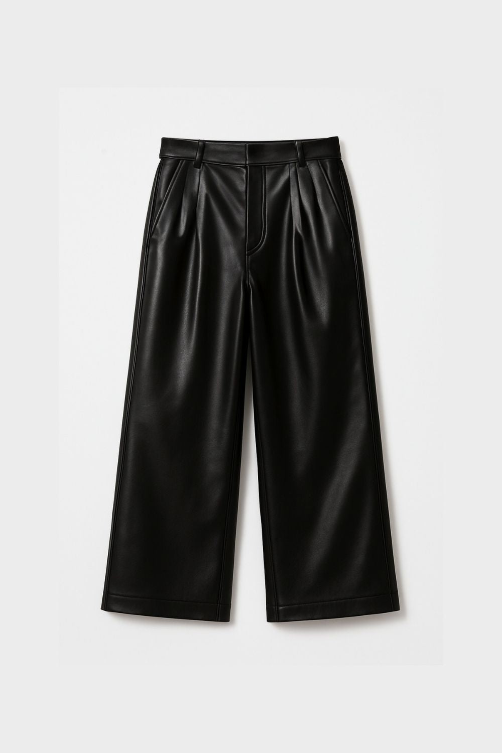 Black pleated leather pants - BEEGLEE