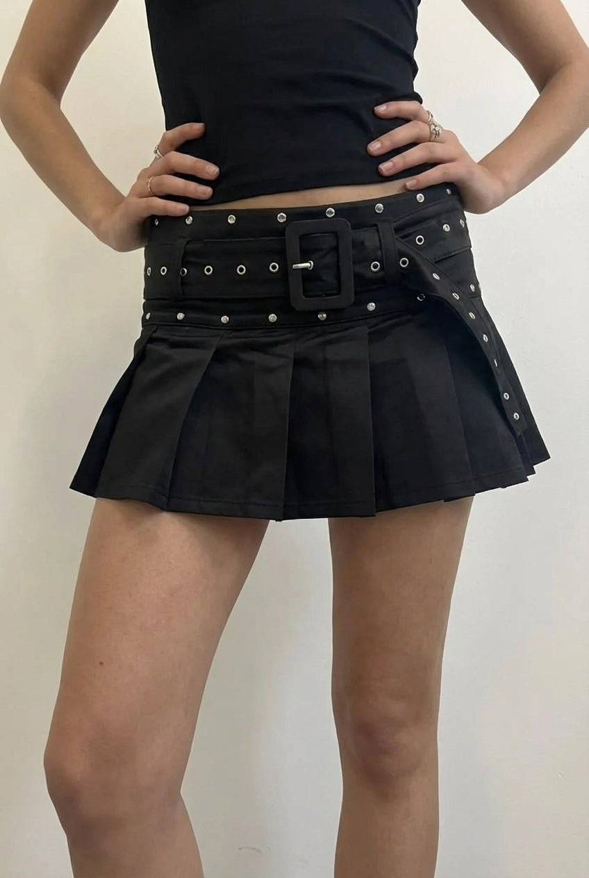 Black Riot Skort with Belt - BEEGLEE