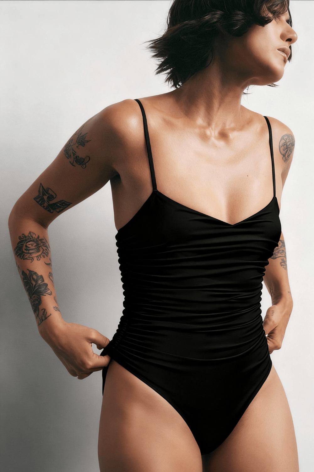 Black scrunch bodysuit - BEEGLEE