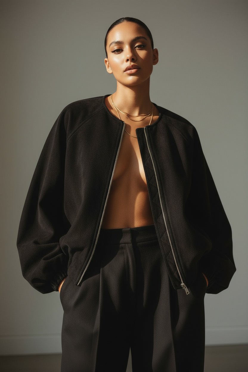 Black Seoul Air Suede Jacket - BEEGLEE