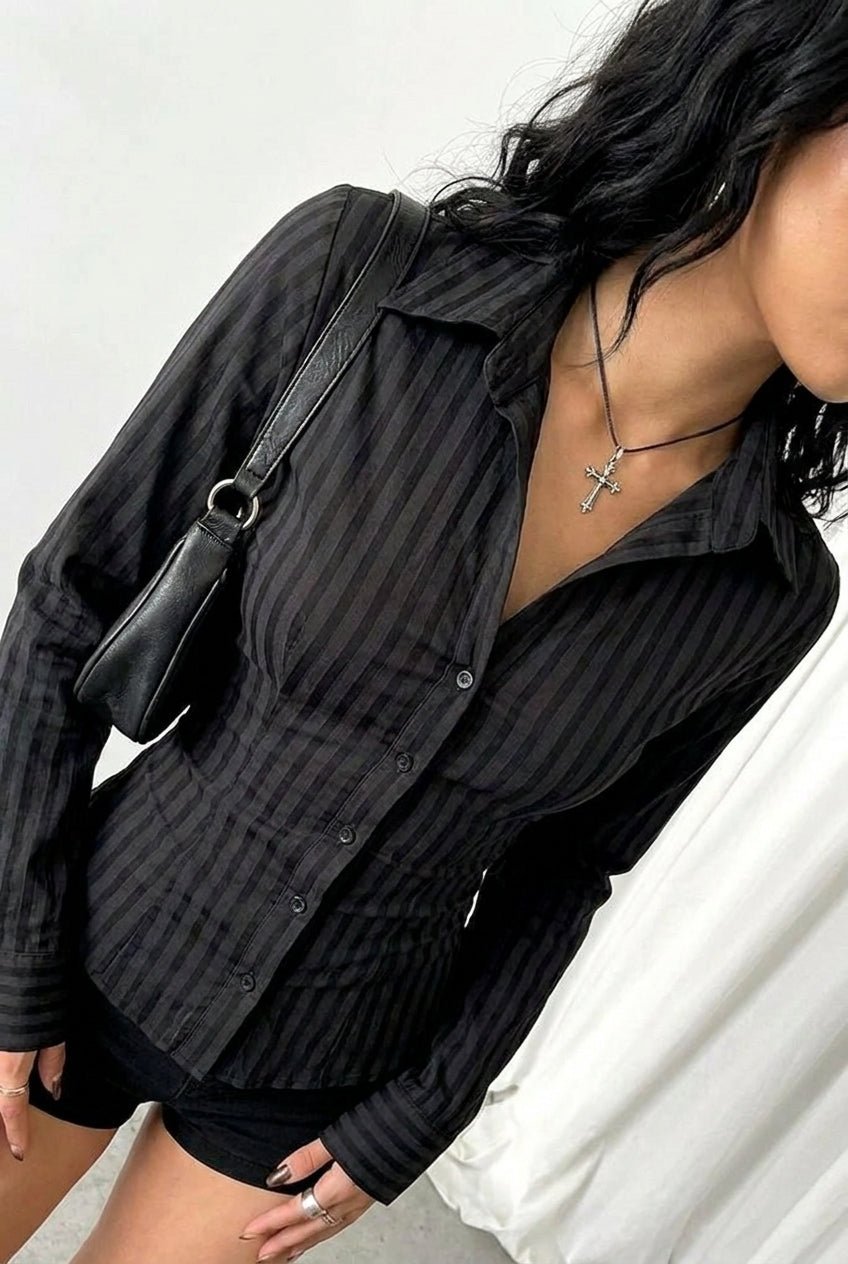 Black Sheer Back - Tie Shirt - BEEGLEE