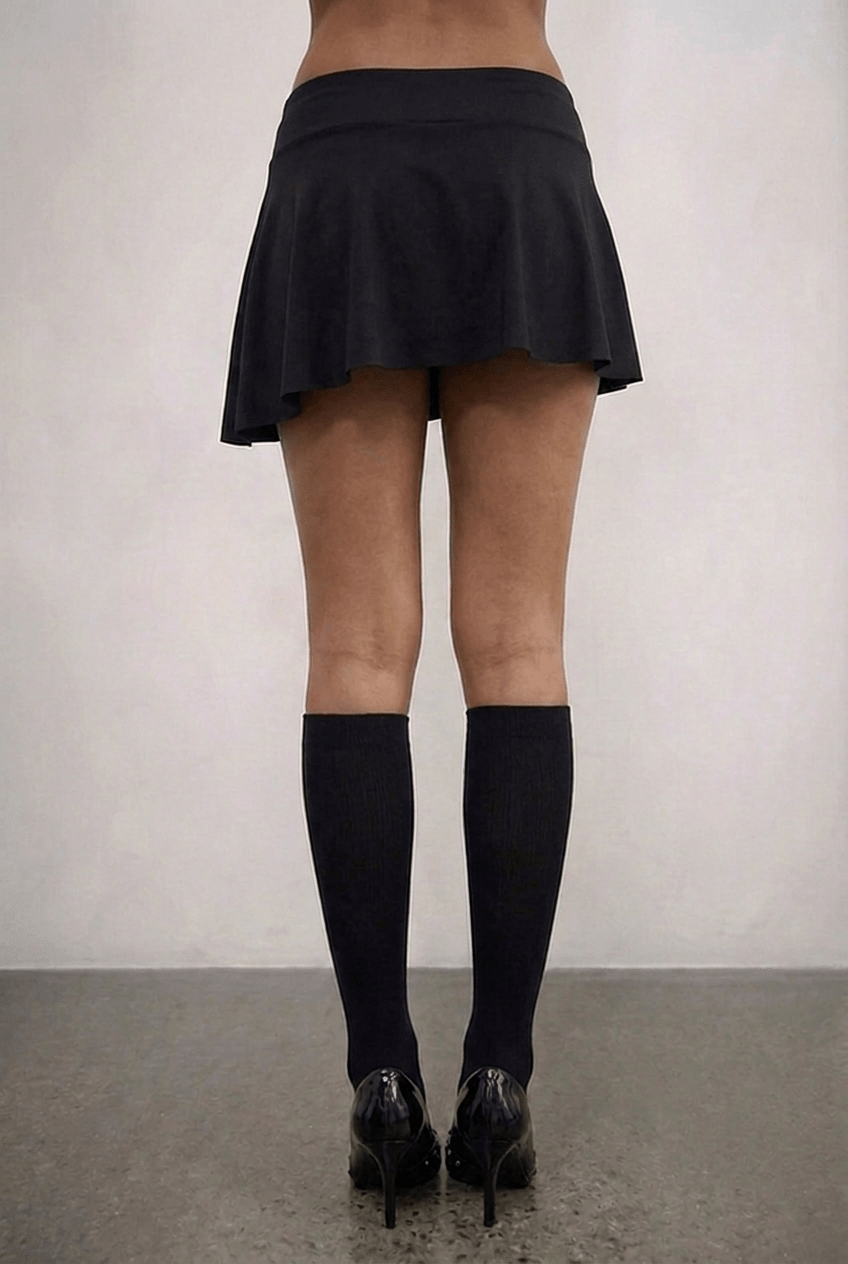 Black Studded Flare Skort - BEEGLEE