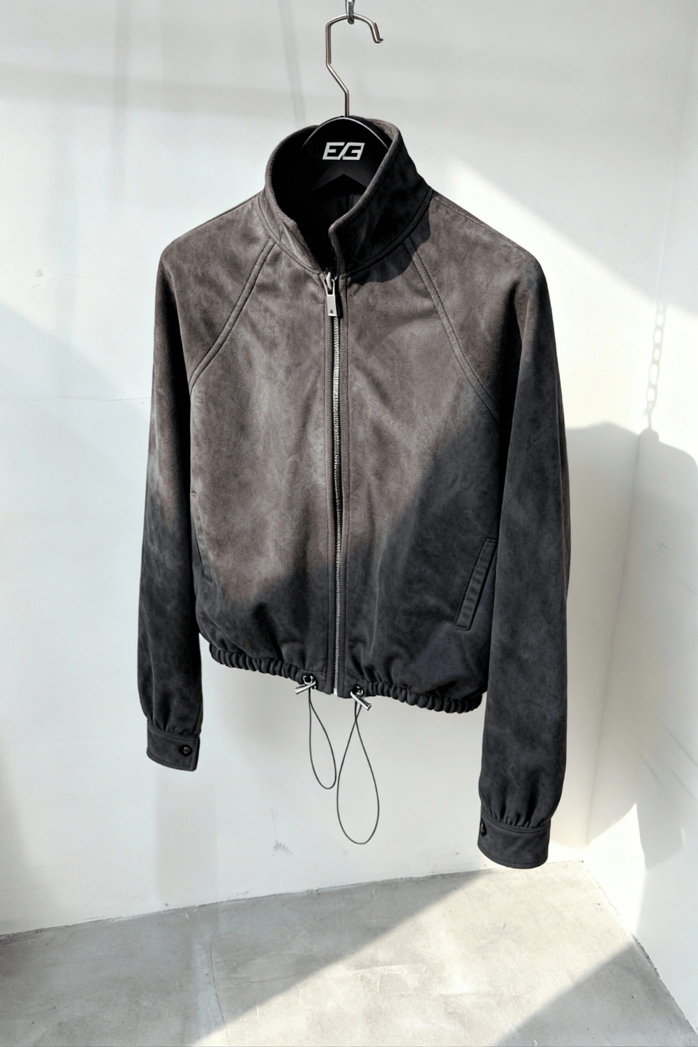 Black Suede Nari Bomber Jacket - BEEGLEE
