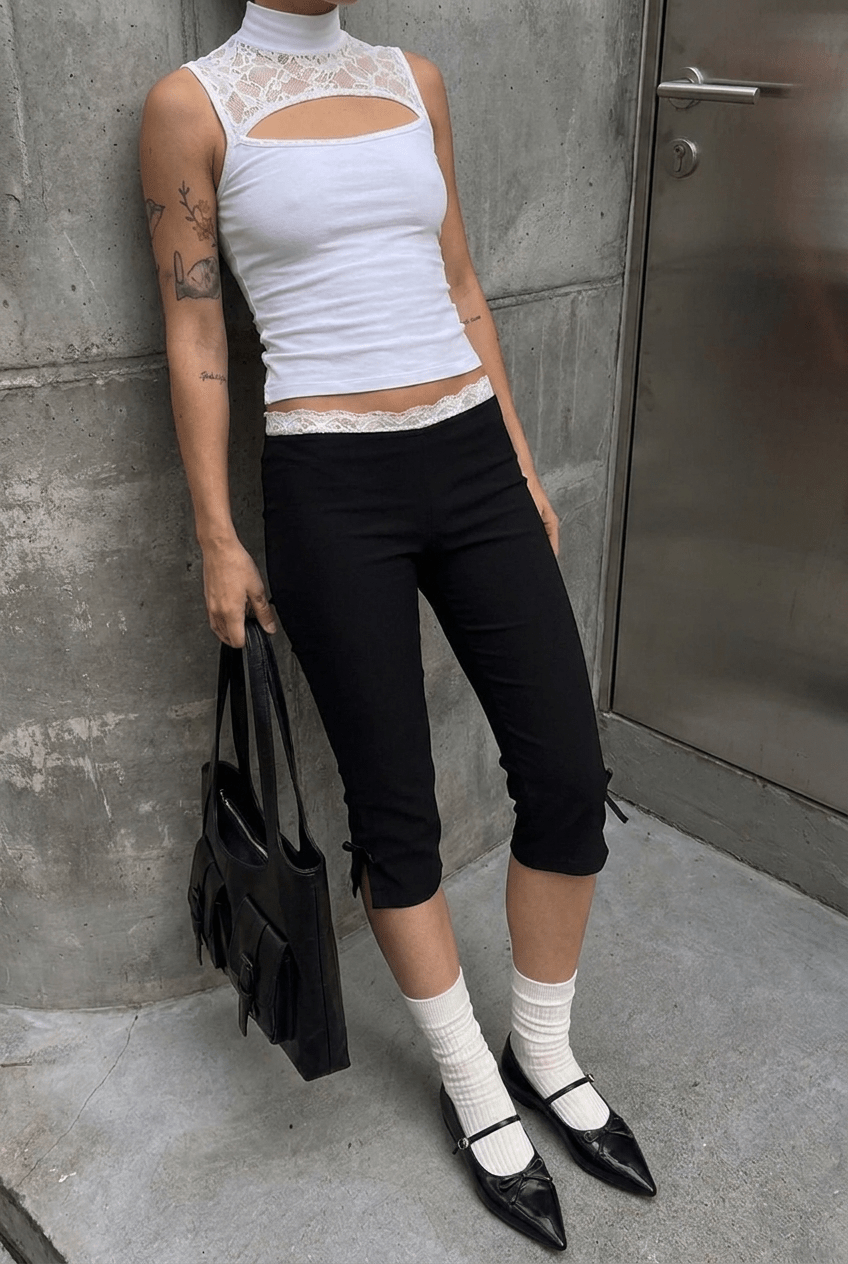 Black Tie - Up Capris - BEEGLEE